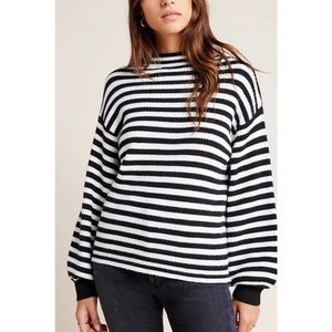 Anthropologie Striped Balloon Sleeve Sweater XL